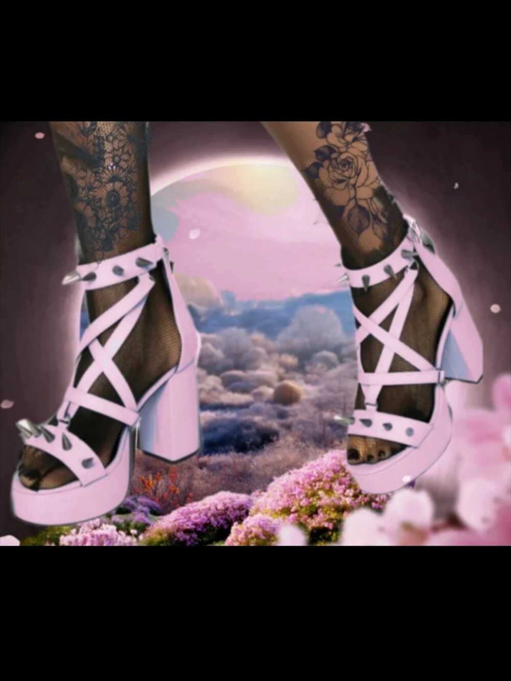Dolls Kill Widow Pink Pentagram Spike Gothic Heels Hot Topic Pastel Killstar